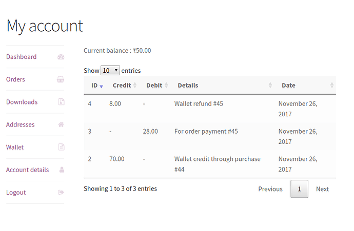View transaction details.